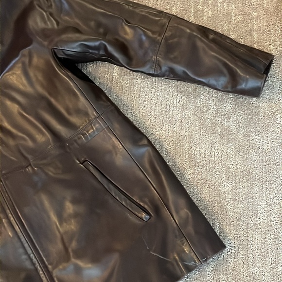 Vintage LNR Brown Leather Jacket w/ Fur Hood - Picture 3 of 16